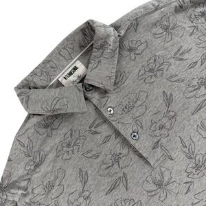 Linksoul Polo Shirt Mens L Gray Floral Lakeside Golf Club Short Sleeve AOP